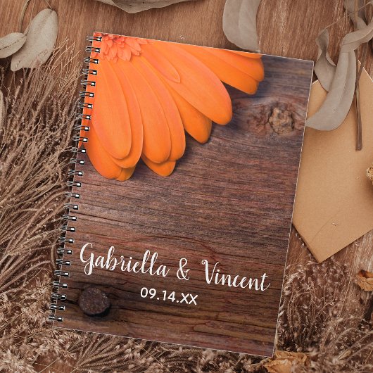 Rustisch Sinaasappel Daisy Country Barn Wood Weddi Notitieboek