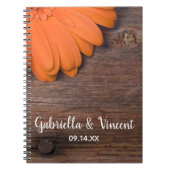 Rustisch Sinaasappel Daisy Country Barn Wood Weddi Notitieboek (Voorkant)