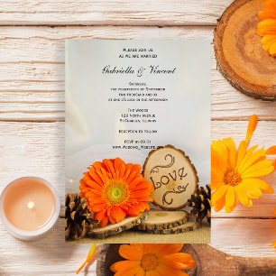 Rustisch Sinaasappel Daisy Woodland Wedding Kaart