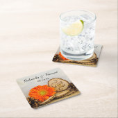 Rustisch Sinaasappel Daisy Woodland Wedding Kartonnen Onderzetters (Insitu)