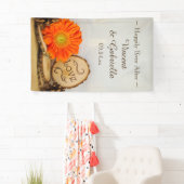 Rustisch Sinaasappel Daisy Woodland Wedding Spandoek (Insitu)