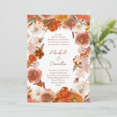 Rustisch Sinaasappel Floral Boho Lijst Bouquet Wed Kaart (Staand voorkant)