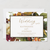 Rustisch Sinaasappel | Rode Floral Bouquet Weddens Kaart (Voorkant)