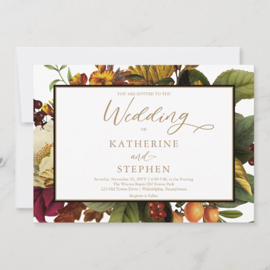 Rustisch Sinaasappel | Rode Floral Bouquet Weddens Kaart (Voorkant)