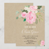 Rustisch Sip en zie florale waterverven wazig met  Kaart (Voorkant / Achterkant)