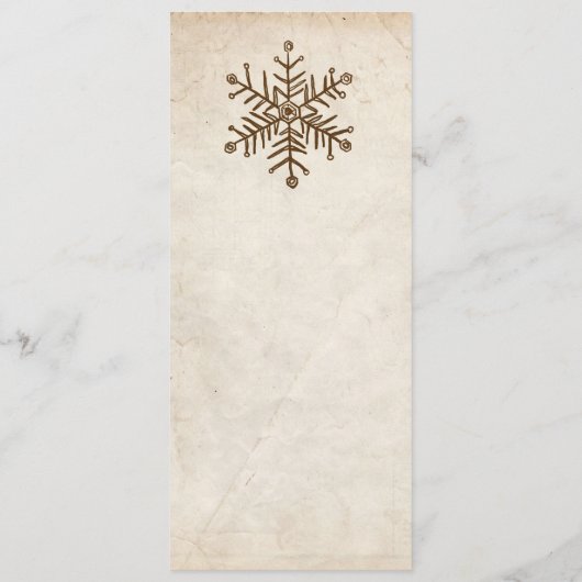 Rustisch Snowflake Wedding Menu (Achterkant)