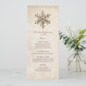 Rustisch Snowflake Wedding Menu (Staand voorkant)