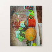Rustisch stilleven met pompoen en een rode Mok Legpuzzel (Verticaal)