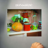 Rustisch stilleven met pompoen en een rode Mok Poster