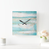 Rustisch strand blauwgroen kleurenklok vierkante klok (Huis)