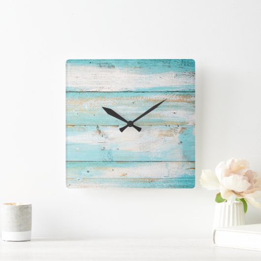 Rustisch strand blauwgroen kleurenklok vierkante klok (Huis)