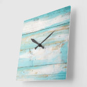 Rustisch strand blauwgroen kleurenklok vierkante klok (Hoek)
