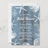 Rustisch strand Seashells Dusty Blue Vrijgezellenf Kaart (Voorkant)