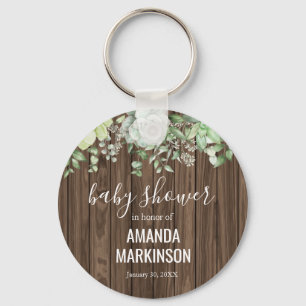 Rustisch Succulent Baby shower Sleutelhanger