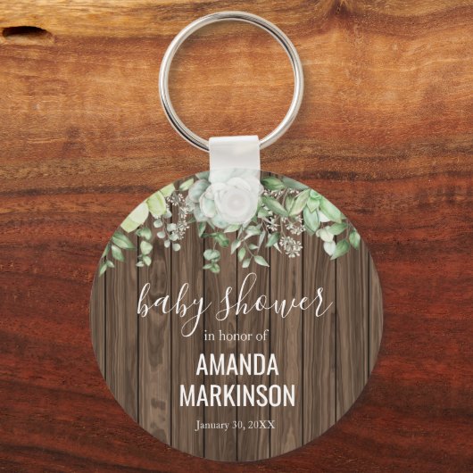 Rustisch Succulent Baby shower Sleutelhanger (Voorkant)