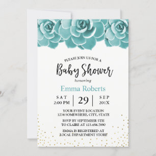 Rustisch Succulent Floral Baby shower Kaart