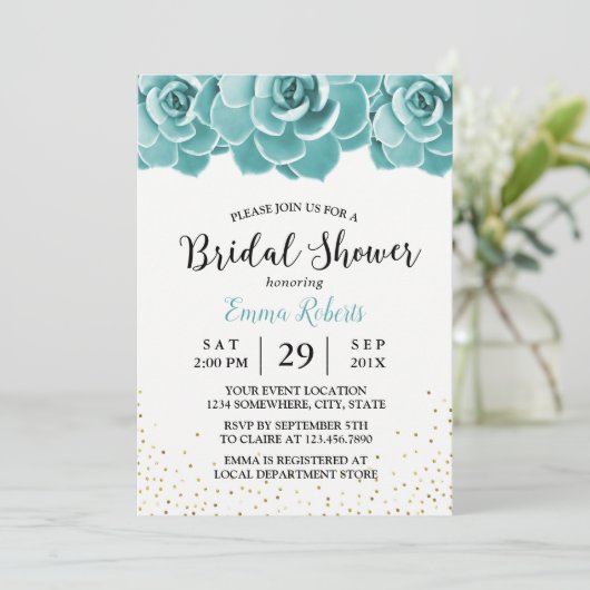 Rustisch Succulent Floral Vrijgezellenfeest Kaart (Staand voorkant)