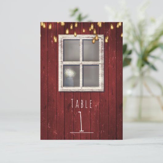 Rustisch tabelnummer rood-Barn-venster en licht Kaart (Staand voorkant)