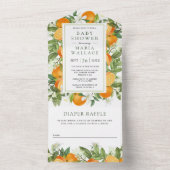 Rustisch Tangerine Citrus Oranje Baby shower All In One Uitnodiging (Binnen)