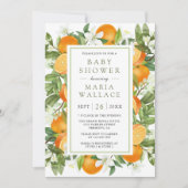 Rustisch Tangerine Citrus Oranje Baby shower Kaart (Voorkant)