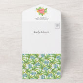 Rustisch Tropisch Cute Flamingo Baby shower All In One Uitnodiging (Buitenkant)