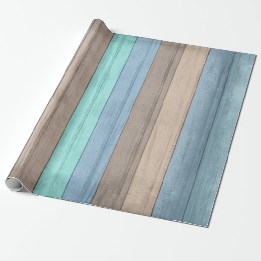 Rustisch Tropisch Kleur Hout Cadeaupapier (Uitgerold)