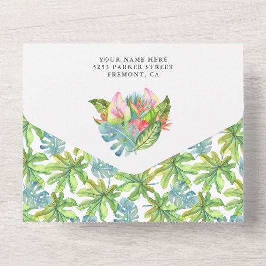 Rustisch Tropisch Oerwoud Cute Hedgel Baby shower All In One Uitnodiging (Achterkant)