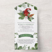 Rustisch tropisch Oerwoud Cute Macaw Baby shower All In One Uitnodiging (Binnen)