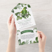 Rustisch Tropisch Oerwoud Groen Baby shower All In One Uitnodiging (Afscheurbaar)