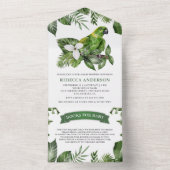 Rustisch Tropisch Oerwoud Groen Baby shower All In One Uitnodiging (Binnen)