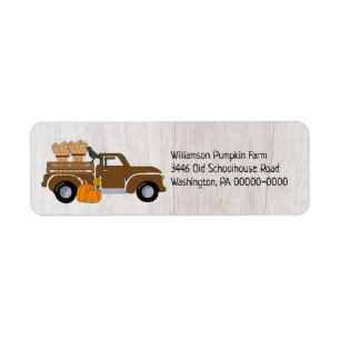 Rustisch  Truck Pumpkin Boerderij Return Address Etiket