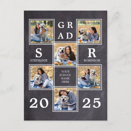 Rustisch uniek Afstuderen voor fotocollage Aankondigingskaart (Voorkant)