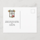 Rustisch venster met rode kardinaal, Bow, Greenery Briefkaart (Achterkant)