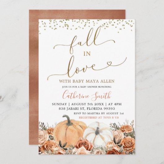 Rustisch verbrand Sinaasappel pompoenBaby shower Kaart (Voorkant / Achterkant)