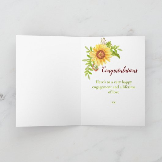 Rustisch Verloving gefeliciteerd Floral Kaart (Binnen)