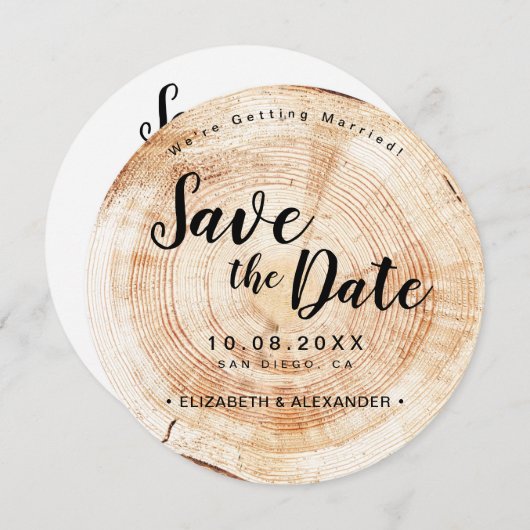 Rustisch Verloving houten bruiloft uniek Save The Date (Voorkant / Achterkant)