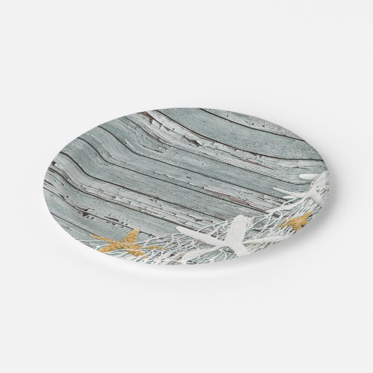 Rustisch verweven hout | grijs papieren bordje (Gekanteld)