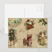 Rustisch Victoriaans kerstcollage Briefkaart (Voorkant / Achterkant)