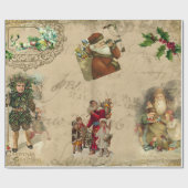  Rustisch Victoriaans kerstcollage Cadeaupapier (Vlak)