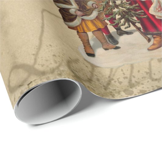  Rustisch Victoriaans kerstcollage Cadeaupapier (Rol Hoek)