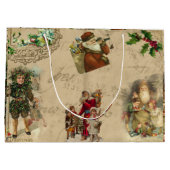  Rustisch Victoriaans kerstcollage Groot Cadeauzakje (Achterkant)
