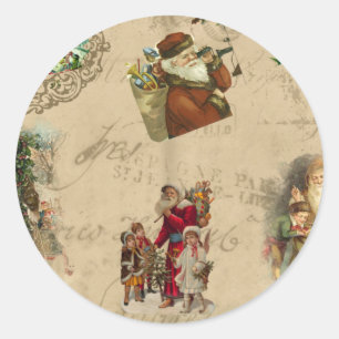  Rustisch Victoriaans kerstcollage Ronde Sticker