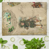  Rustisch Victoriaans kerstcollage Theedoek (Gevouwen)