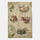  Rustisch Victoriaans kerstcollage Theedoek (Verticaal)