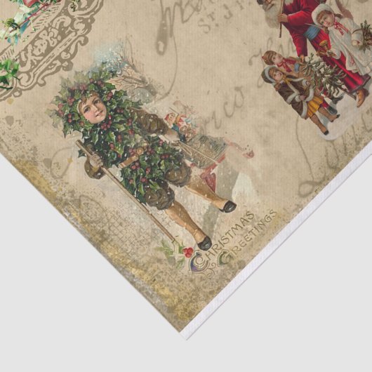  Rustisch Victoriaans kerstcollage Tissuepapier (Detail)