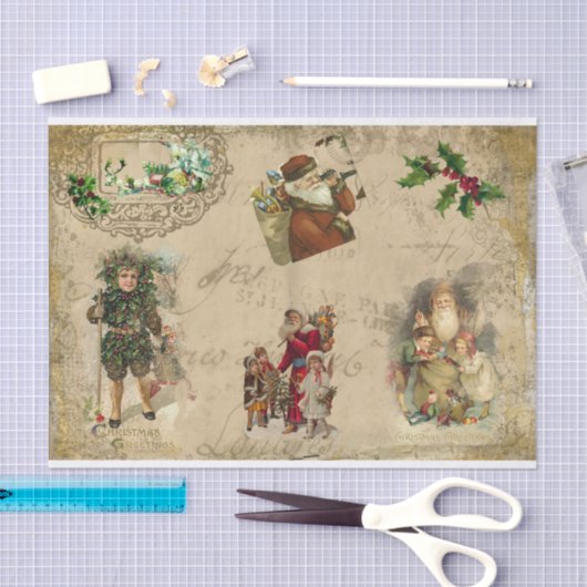  Rustisch Victoriaans kerstcollage Tissuepapier (Craft)