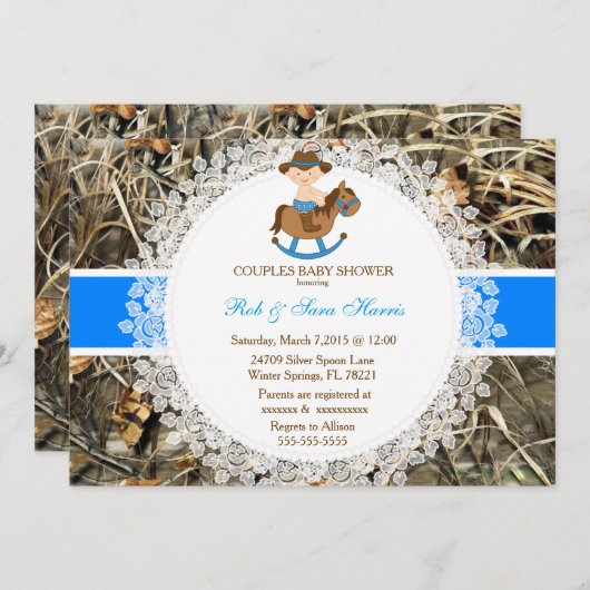 Rustisch Vintage Camo Baby shower Kaart (Voorkant / Achterkant)