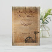 Rustisch Vintage Canvas Wood Barn Windmill Kaart (Staand voorkant)