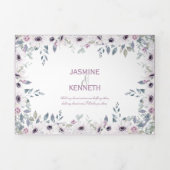 Rustisch Violet en roze Waterverf Rozen bruiloft Drieluik Uitnodiging (Cover)