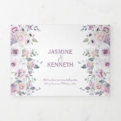 Rustisch Violet en roze Waterverf Rozen bruiloft Drieluik Uitnodiging (Cover)